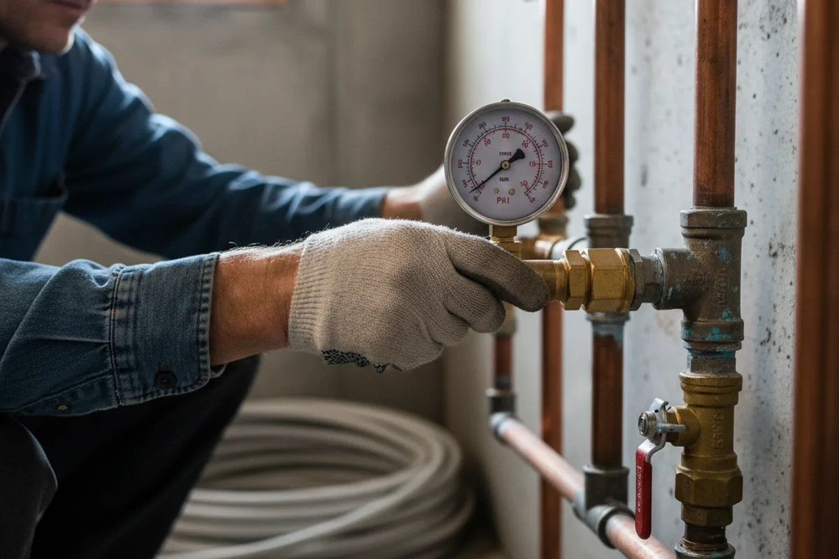 Pressure testing a repaired line during Water Line Repair in Burna